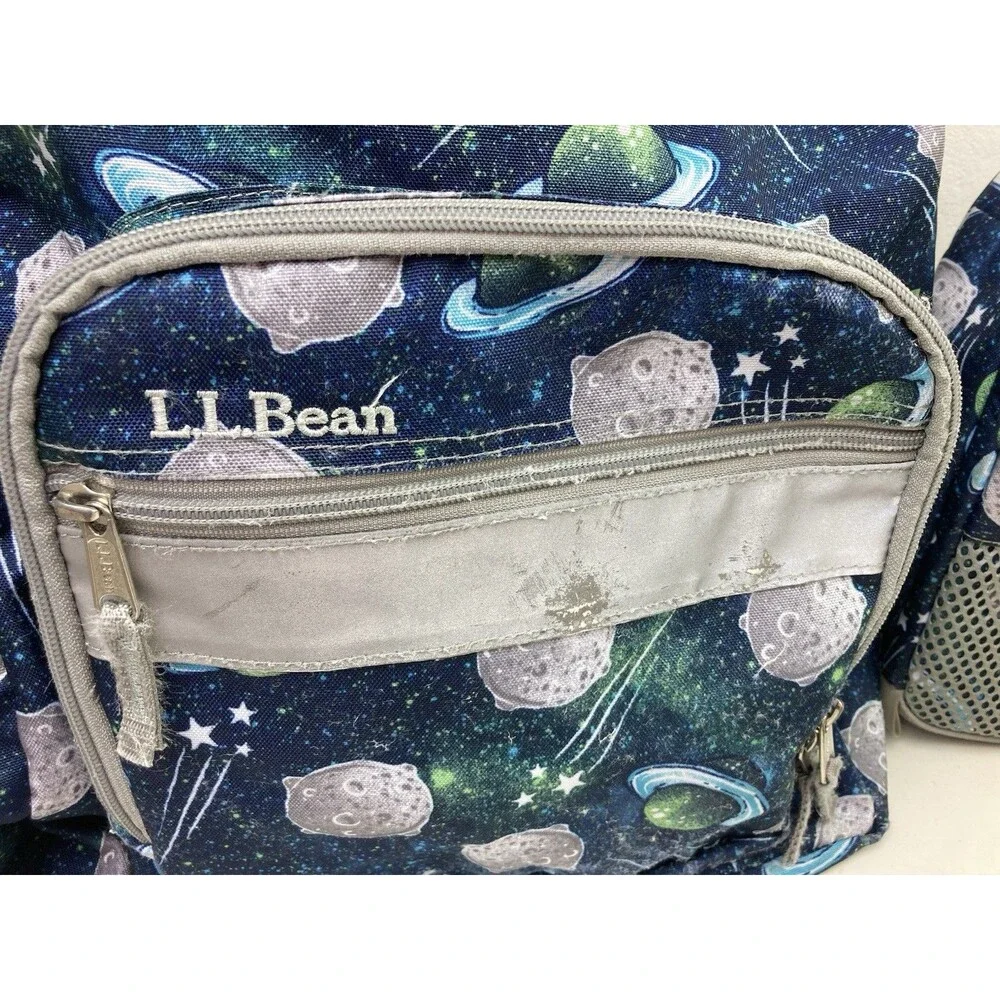 Vintage LL Bean Kids All Over Print Outer Space Planet Backpack Bag & Lunchbox